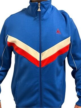 Le Coq Sportif Royal Blue Zip-Up Track Jacket with Red & Cream V Panels